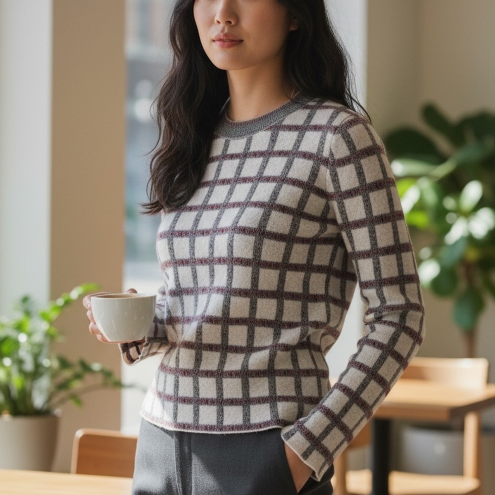 Derek Lam 10 Crosby Plaid Knit Sweater